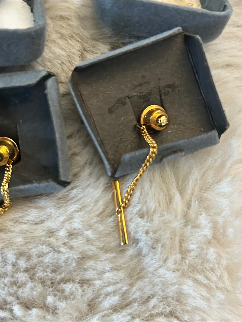 Christian Dior Vintage 70’s/80’s gold tone square cuff link set in original box
